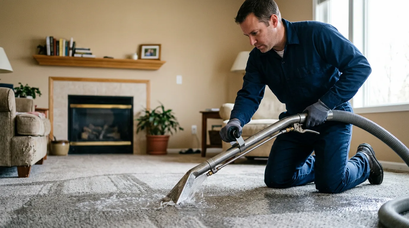 Water damage restoration technician working near Bloomington, NE